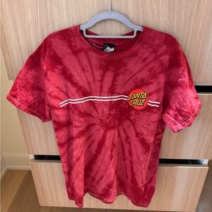 Santa Cruz Skateboards Red Tie-Dye Logo Short Sleeve Tee